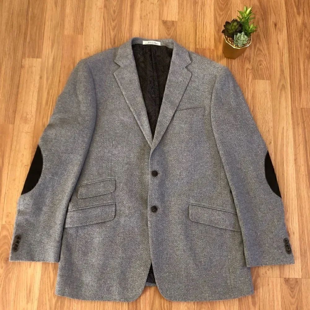 Joseph Abboud Tollegno 1900 100% Cashmere Gray Blazer Sport Jacket MENS SZ 42L